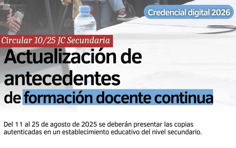 Circular 10/25 JC: Presentación de antecedentes de formación docente continua