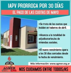IAPV prorrogó por 30 días el pago de las cuotas de mayo de viviendas sociales