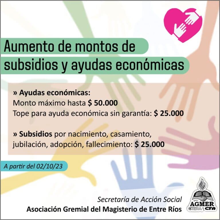 Aumento de montos de subsidios y ayudas económicas
