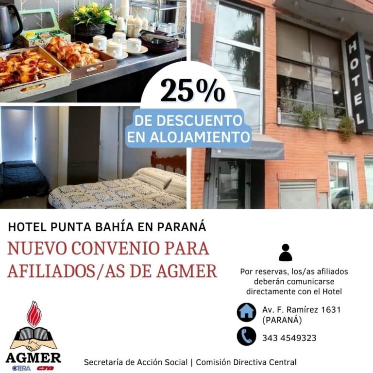 Nuevo convenio: 25% de descuento para afiliados/as en hotel de Paraná