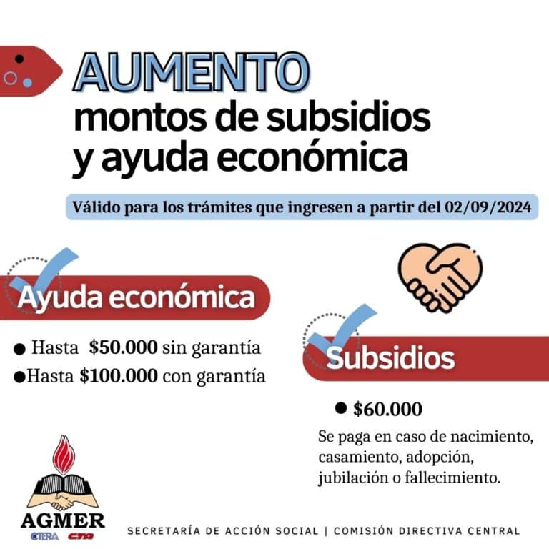 Nuevos montos de subsidios y ayuda económica