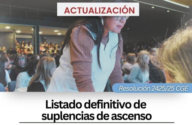 Actualización del listado definitivo de suplencias de ascenso (Inicial y primaria)