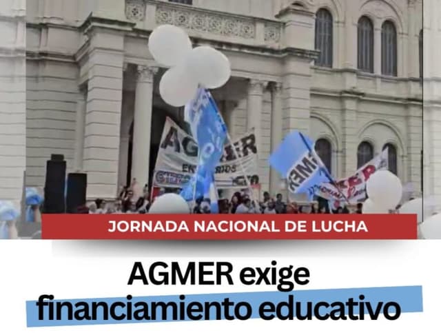 AGMER exige financiamiento educativo con conferencia de prensa y concentración frente a Casa de Gobierno 