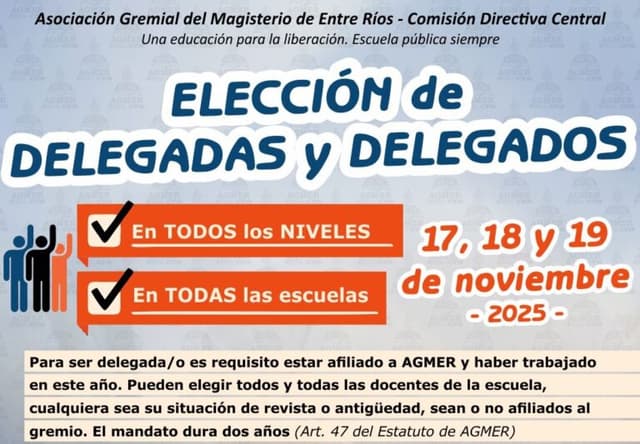 Elección de delegadas y delegados de escuelas