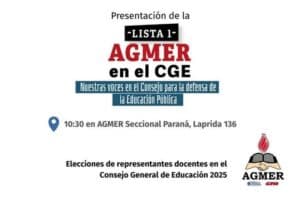 Conferencia de Prensa: Presentación Lista 1 «AGMER EN EL CGE»
