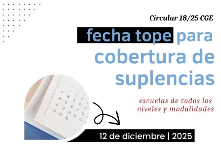 Fecha tope para cobertura de suplencias: 12 de diciembre