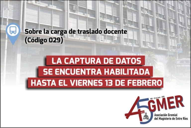 Carga de traslado: habilitado hasta el viernes 13 de febrero