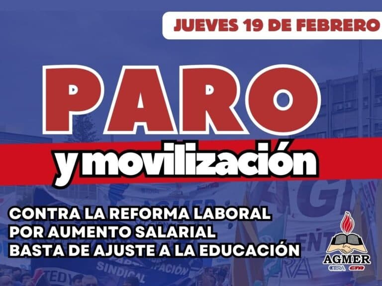 AGMER adhiere al Paro Nacional del 19 de febrero 