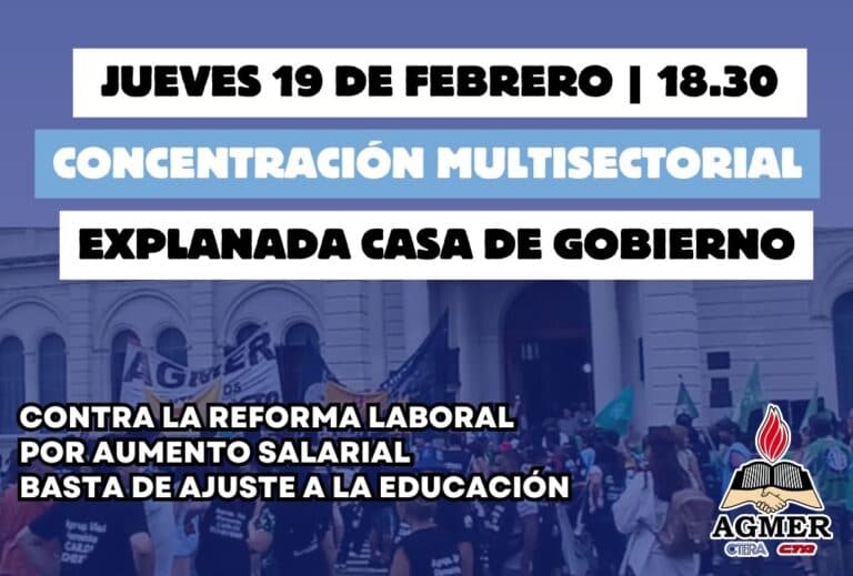AGMER concentrará con la Multisectorial en la explanada de Casa de Gobierno
