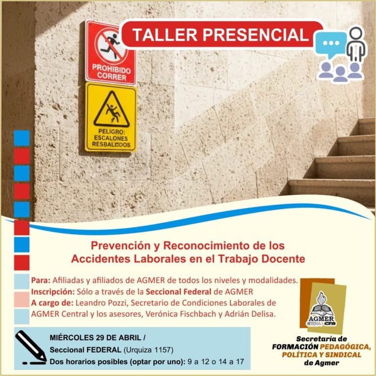 FEDERAL » Taller sobre prevención y reconocimiento de los accidentes laborales en el trabajo docente
