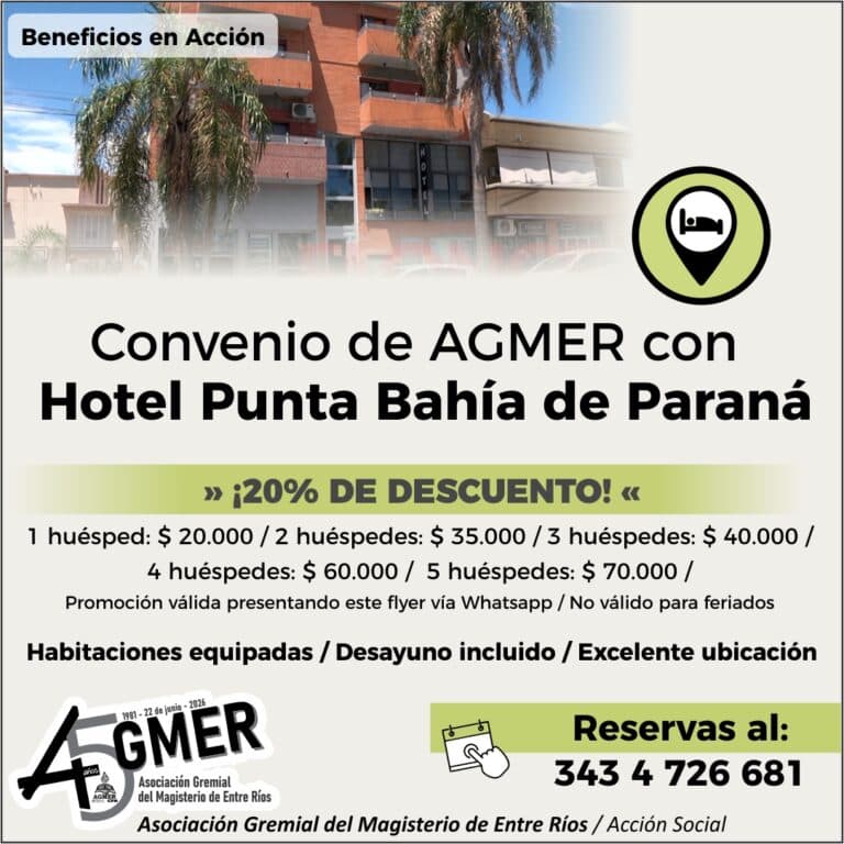 Convenio de AGMER con Hotel Punta Bahía de Paraná