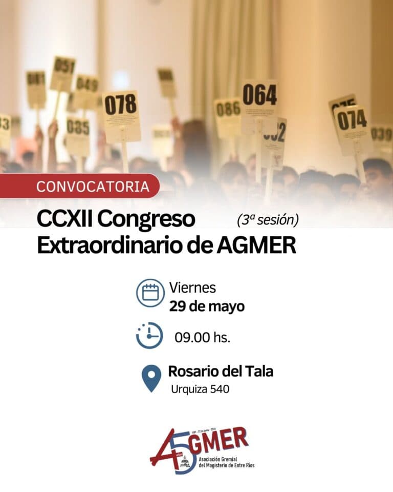 AGMER convocó a Congreso para este viernes en Rosario del Tala