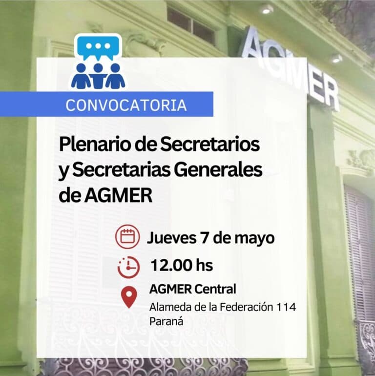 AGMER convocó al Plenario de Secretarios y Secretarias Generales