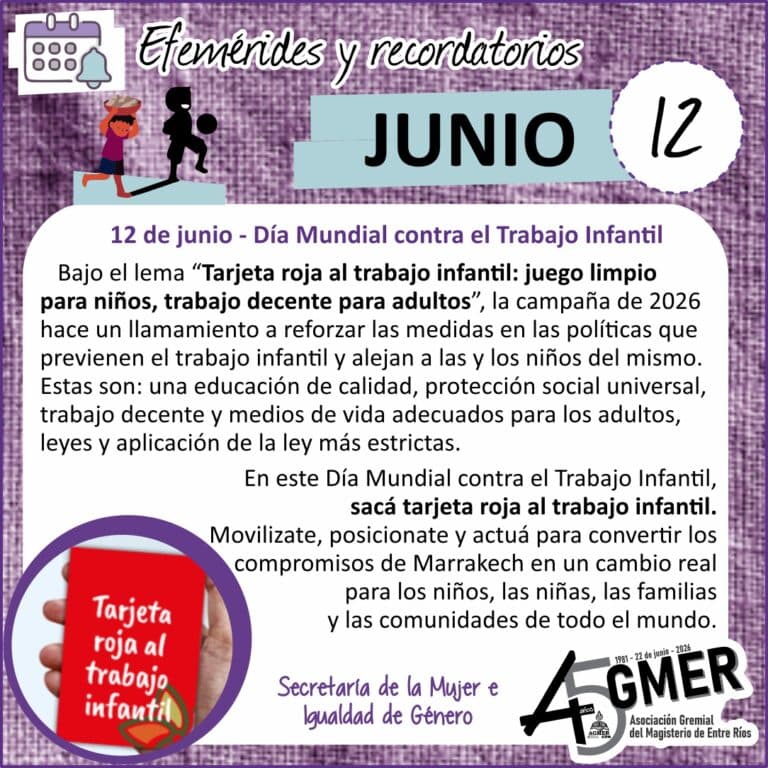 12 de junio- Día Mundial contra el Trabajo Infantil