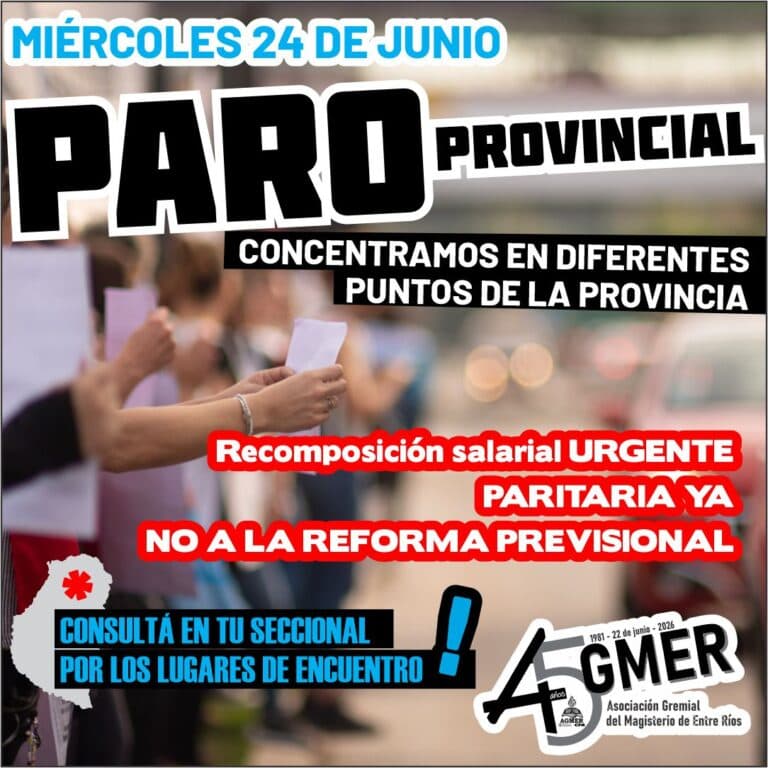 Miércoles 24 de junio PARO PROVINCIAL