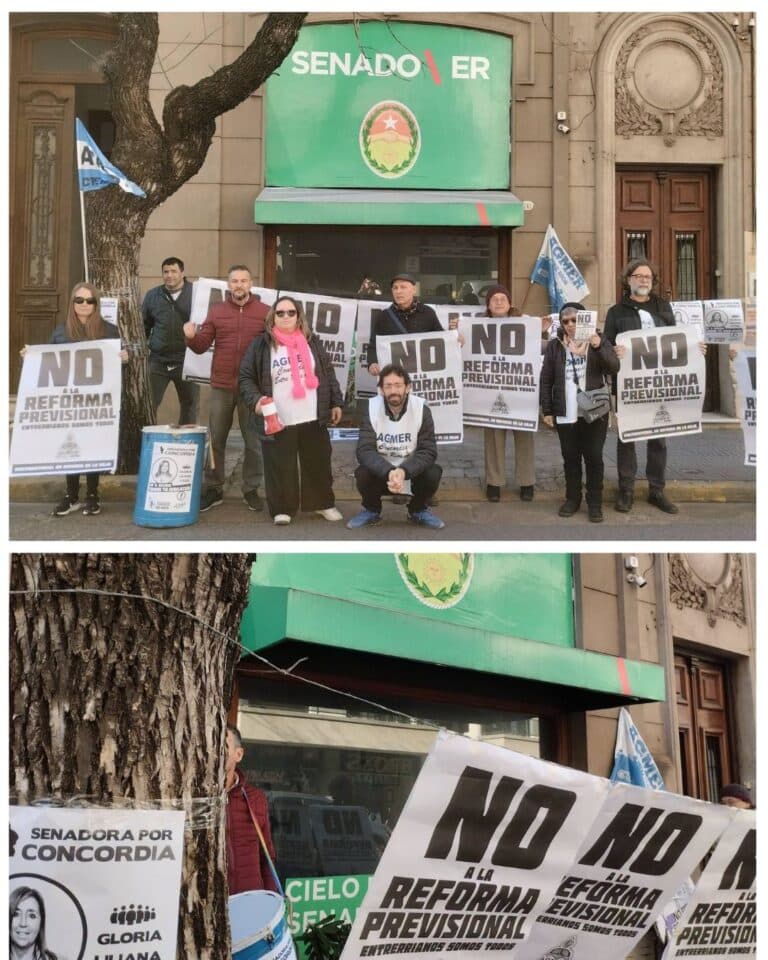 CONCORDIA: AGMER se manifestó frente a la oficina de la senadora Cozzi