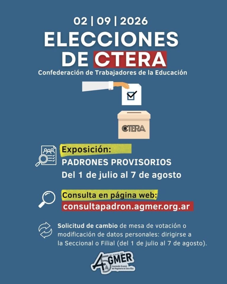 ELECCIONES DE CTERA: Están expuestos los padrones provisorios