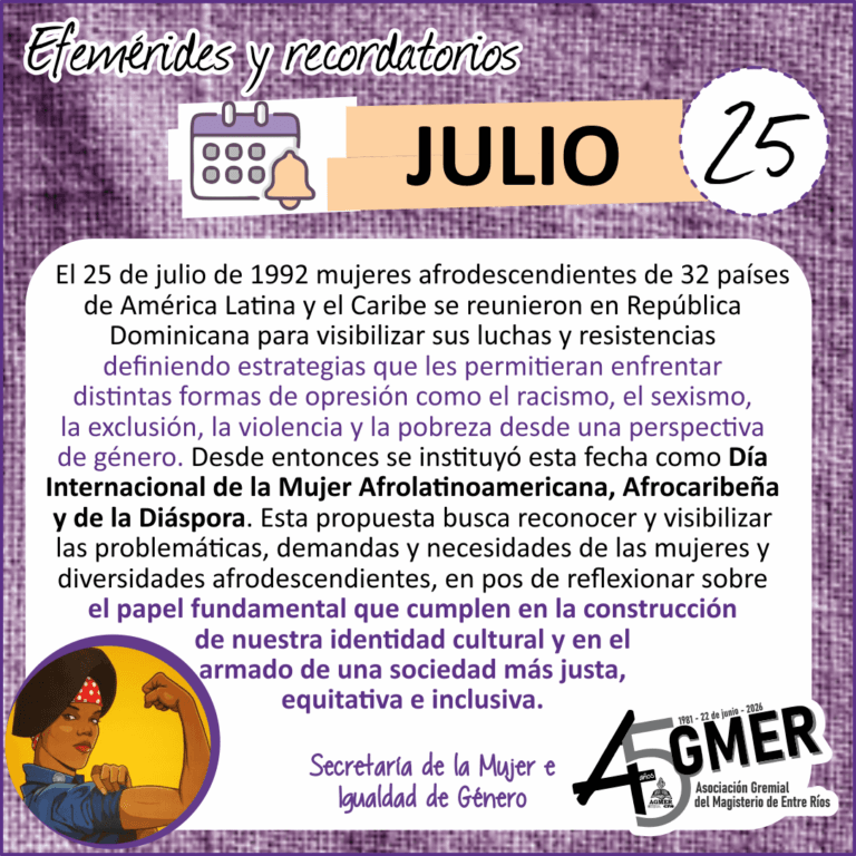 Día Internacional de la Mujer Afrolatinoamericana, Afrocaribeña y de la Diáspora.