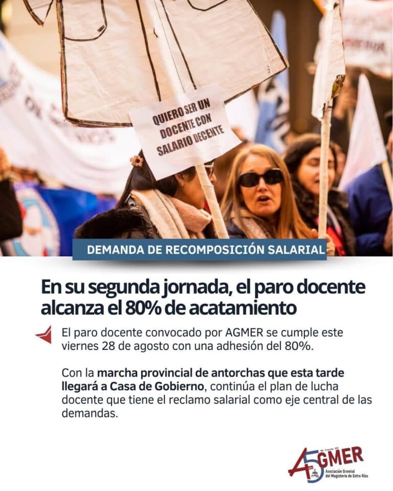 En su segunda jornada, el paro docente alcanzó el 80% de acatamiento