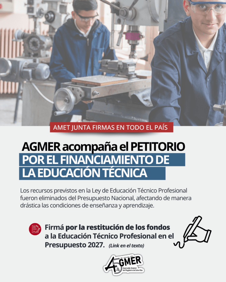 AGMER acompaña el petitorio por el financiamiento de la Educación Técnica