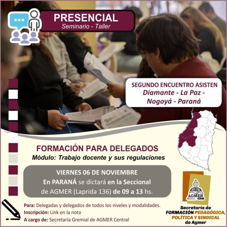 Comienza el viernes 06 en Paraná el segundo encuentro del Taller de Delegados
