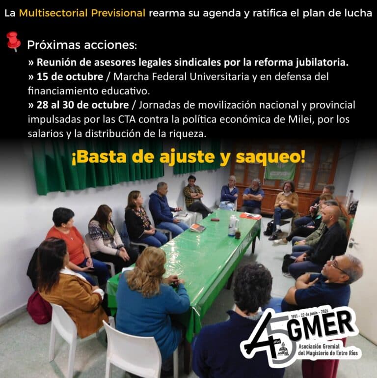 La Multisectorial Previsional analizó los pasos a seguir y la necesidad de unir las luchas por los derechos sociales.